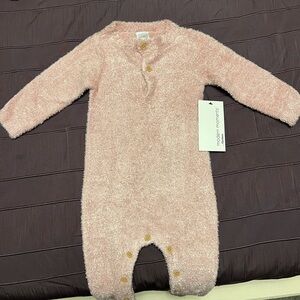 Fuzzy pink baby romper